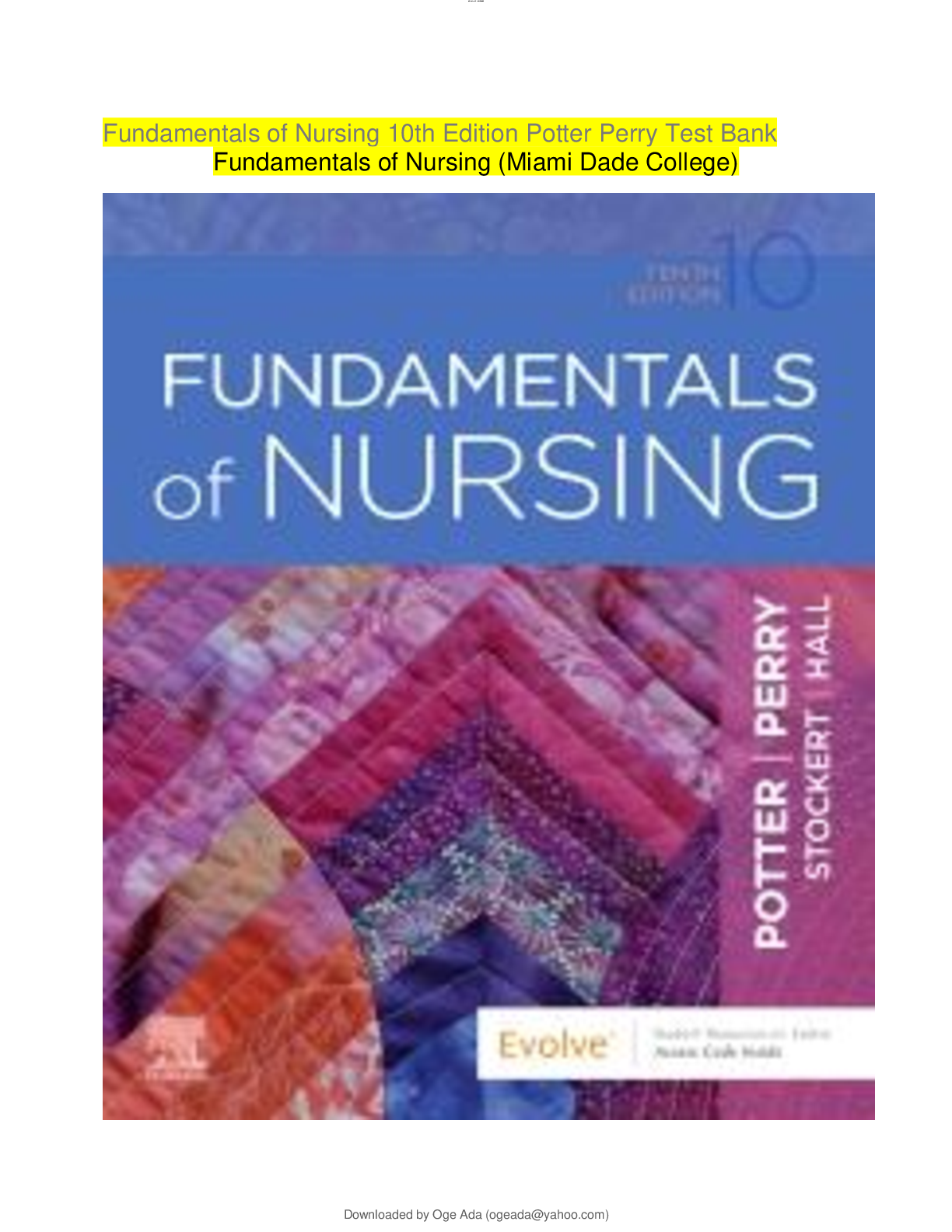 Preview image for fundamentals-of-nursing-10th-edition-potter-perry-test-bank.